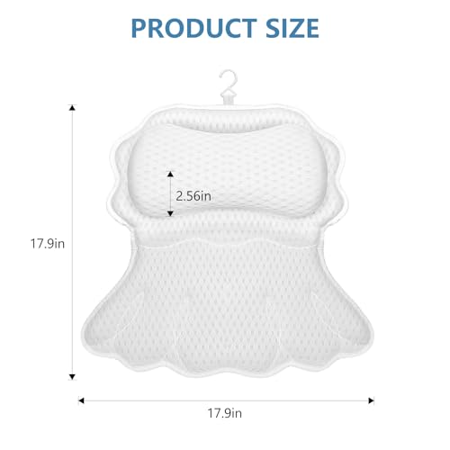 SetSail Bath Pillow, Relaxing Bath Pillows for Tub Neck and Back Support Soft 4D Breathable Air Mesh Ergonomic Bathtub Pillow with 6 Strong Suction Cups and Hook Luxury Bathroom Accessories,White - size: White1