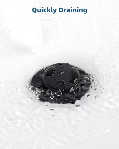 Bathroom Sink Drain Stopper with Lift Rod, Universal Fit, Matte Black | Pop Up Sink Drain with Overflow, Drain Stopper for Vessel Sink, Assembly for Bathroom Faucet - color: Matte Black