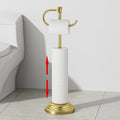 RUMOSE Toilet Paper Holder Stand for Floor, Brushed Gold Bathroom Free Standing Toilet Tissue Roll Holder with Storage, Adjustable 17-25 Inch, SUS304 Stainless Steel - color: Brushed Gold