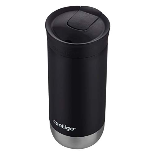 Contigo HuronTravel Mug Screw Cap Stainless Steel Drinking Cup - color: Licorice, size: 16oz (Pack of 4)