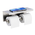 FreshGlow Double Toilet Paper Holder with Shelf, Wall Mount Tissue Roll Holder for Bathroom, 304 Stainless Steel Commercial Toilet Paper Dispenser with Phone Shelf, Brushed Nickel - color: Brushed Nickel