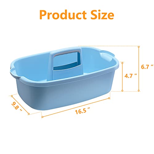Goderewild 2 Pack Multi-Purpose Plastic Cleaning Caddy with Handle, Shower Caddy Organizer/Storage Basket/Totes Portable for Bathroom Supplies, Cleaning Products, Under Sink Tool. (blue+grey) - color: Blue+Grey, size: 2 Pack