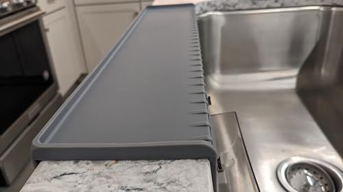 SiliProducts SiliSink XL Silicone Edge Guard for Kitchen Sink - Fits 3.75” - 4” Wide - The Original Silicone Sink Edge Protector with Sponge Caddy - Splash Guard, 20” Gray - color: Gray, size: 4in x 20in