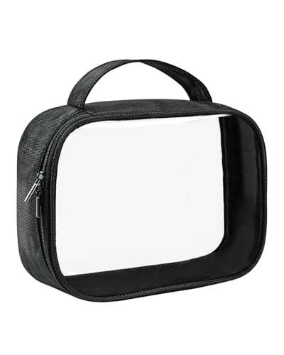 Moyad TSA Approved Toiletry Bag Clear Quart Size Travel Bags Makeup Bag | Large Opening, for Men and Women, Carry on Airline Compliant, Transparent Liquids Pouch, Black - color: Black, size: 1 Pack, Handle