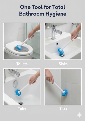 24 PCS Disposable Toilet Brush Refill Heads for Small Bathroom Daily Cleaning, Replacement Heads for Matching Toilet Brush Handle, Toilet Bowl Cleaning Refills, Handle Not Included - color: Replacement Heads - 24pcs Blue