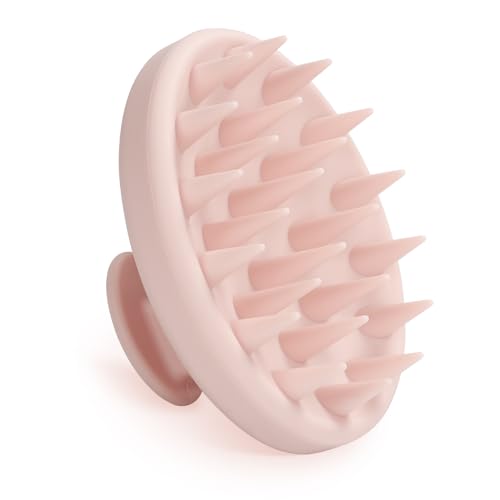 Meartchy Silicone Scalp Massager, Scalp Scrubber for Hair Growth with Soft Bristles, Scalp Exfoliator Brush Dandruff Removal Shampoo Brush for Wet Dry Scalp Care (Light Pink) - color: Light Pink