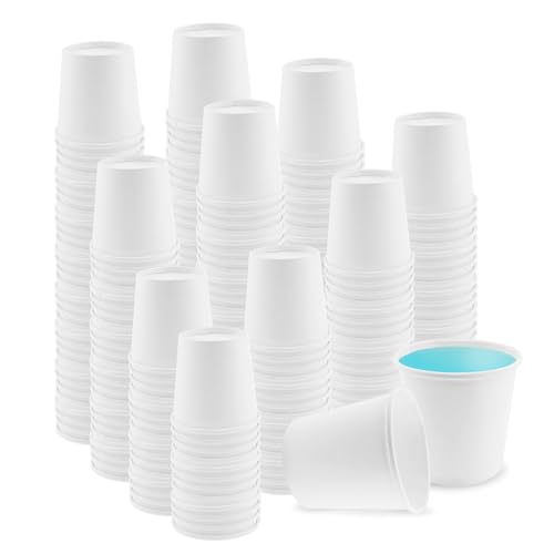 200 Pack Bathroom Cups 2 oz White Mouthwash Cups Disposable Mini Espresso Paper Cups for Bathroom Travel Picnic (White, 2, ounces)