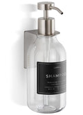 Shower Shampoo Dispenser Wall Mounted – Refillable 16.9 oz Clear Bottle with Stainless Steel Pump & No-Drill Adhesive Holder – Soap Dispenser for Bathroom (1 X Clear/Silver) - color: 1 X Clear/Silver