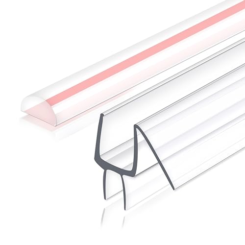 Frameless Shower Door Seal Strip 2 Pack x 39 Inch MD Glass Shower Door Bottom Seal Side Seal Strip Door Sweep for 3/8" Glass Ultra-Clear Polycarbonate Stop Shower Leaks Create A Water Barrier - color: MD-Type Bottom, size: 2PCS x 39" for 3/8" Glass