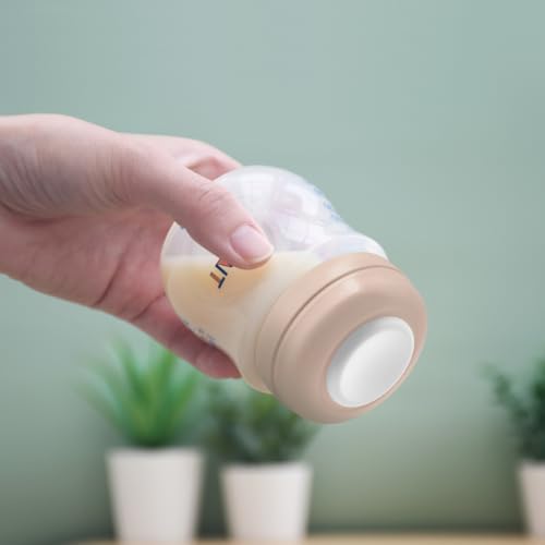 Maymom Screw Lids Aka Travel Caps with Rewritable Sealing Disc Compatible with Avent, Maymom Wide Mouth Bottles; Cap Replace Avent Natural Bottle Sealing Ring and Sealing Disc, 6pcs. (Khaki) - color: Khaki