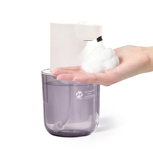 Automatic Foaming Soap Dispenser, 4-Level Touchless Hand Soap Dispenser, USB-C Rechargeable, Wall Mount or Countertop, 13.5oz/400ml, for Bathroom, Kitchen, Office, Hotel, White