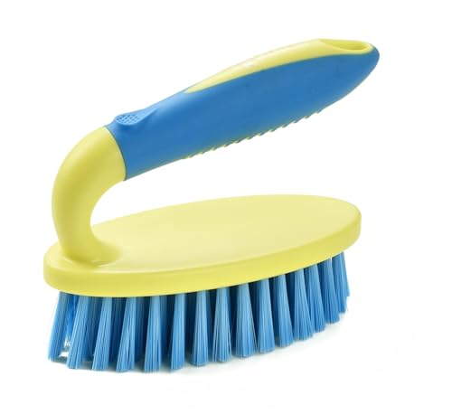 Scrub Brush Set for Bathroom Kitchen Bathtub Toilet Deep Cleaning Brush Tools All Purpose Cleaner Sponge Scrubbing Brushes with Ergonomic Handle, 4-Piece