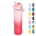 Fijinhom 24oz Insulated Stainless Steel Water Bottle, Wide Mouth Double Wall Vacuum, Silicone Straw, Sweat & Leak Proof, BPA Free Insulated Water Flask for Travel, Keep Cold 24h Hot 12h, Pink Gradient - color: Pink Gradient, size: 24 Ounces