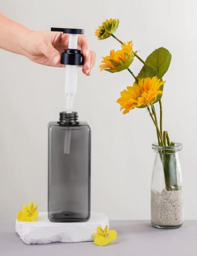 Shampoo and Conditioner Dispensers 25OZ Refillable Large Shower Bottles 2Pack Hand Soap Dish Soap Dispenser with Waterproof Labels Square Pump Bottle for Bathroom and Kitchen- Gray, 750ml - color: Gray - 2pack 25oz