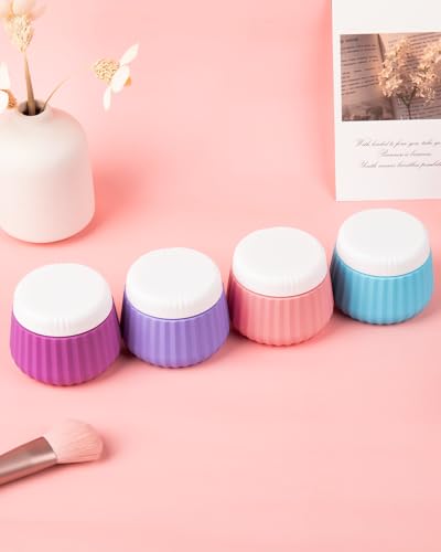 Mrsdry 4 Pack Travel Size Silicone Jars, TSA Approved, Leak Proof, Bright Colors, 90ml Each, Cylindrical, With Clear Bag - color: Bright Colors, size: 3 oz
