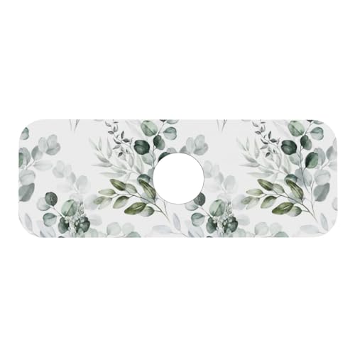 Leaf Green Floral Branch 15" X 5.5" Kitchen Sink Splash Guard Faucet Faucet Guard Draining Mat Sink Splash Guard Faucet Kitchen Bathroom - color: Leaf Green Floral Branch