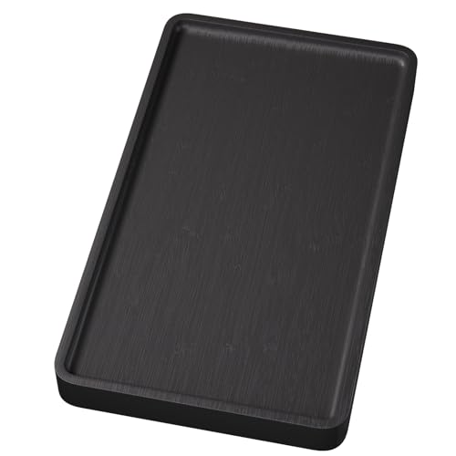VERTORGAN Bamboo Serving Tray,13.8x7.9 Inch Decorative Trays Platter for Coffee Table,Living Room,Bar,Party,Mini Charcuterie Boards Cheese Board,Home Decor（Black） - color: Black, size: 13.7" x 7.8" x 0.8"