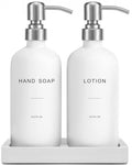 Prus Waso White Soap Dispenser Bathroom Set, Hand and Lotion Dispenser with Pump, Perfect for Bathroom Essentials for New Home. (Silver & White) - color: Hl Silver Pump & White Bottle