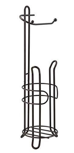 SunnyPoint Freestanding Toilet Paper Holder with Storage – Holds 3 Spare Rolls, Heavy-Duty Steel, Oil Bronze Finish, Easy Assembly, Space-Saving Bathroom Organizer - color: Bronze