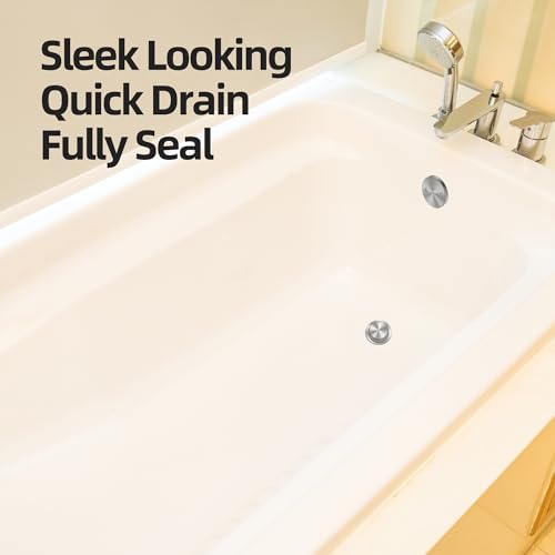 Brushed Nickel Tub Drain Kit with Hair Catcher, Premium Brass Tip-Toe Bathroom Tub Drain Replacement and 2-Hole Overflow Faceplate, 11.5/16 UNC Bathtub Drain Stopper Assembly - color: Brushed Nickel