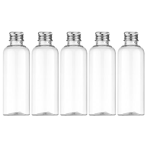 Tekson Plastic Travel Bottles 3.4 oz, Travel Size Containers for Shampoo, Empty Mouthwash Bottles with Silvery Screw Cap (100ml, Clear) - color: Sliver