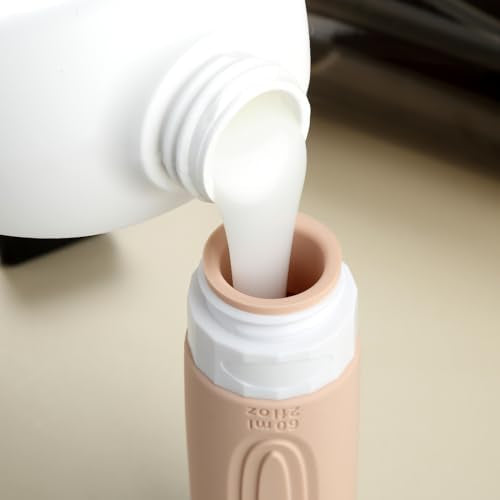 Mrsdry Travel Bottles for Toiletries, Tsa Approved 2oz Travel size Bottles, BPA Free Leak Proof Travels Toiletry Containers, Traveler Accessories with Toiletry Bag for Shampoo Liquid (4 Pack) - color: Cream-2oz