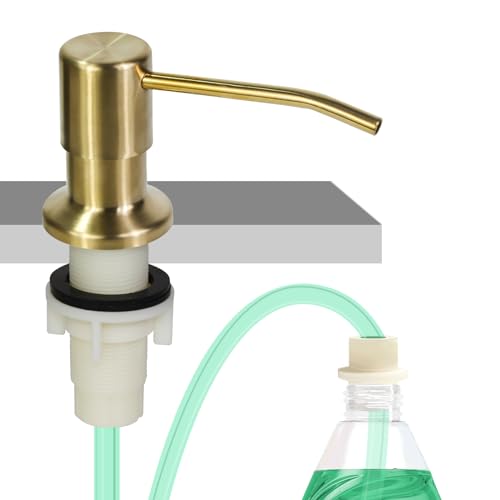 Soap Dispenser for Kitchen Sink, Built in Sink Soap Dispenser, Countertop Soap Dispenser Pump with 47" Extension Tube kit, No Need to Fill Little Bottle Again, Golden - color: Golden