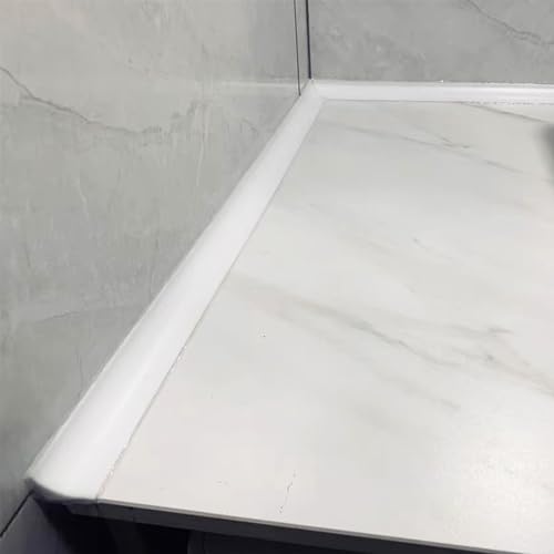 Shower Threshold Seal, Silicone Self-Adhesive Water-Blocking Strip for Countertop, Sink, Bathtub, Wet Room Floor (White, 1 Meter) - style: White 1m