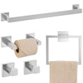 TQKAG Brushed Nickel Bathroom Hardware Accessories Set 5 Pieces, Double Post Pivoting Toilet Paper Holder Set Stainless Steel Square Bathroom Towel Bar Holder Set Wall Mounted - color: Brushed Nickel, size: 5-Pieces Set