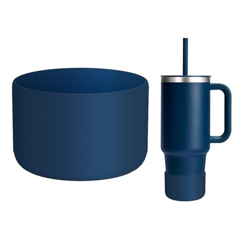 WUQID Silicone Boot Sleeve Compatible with Hydro Flask Travel Tumbler with Handle 32oz&40oz and 12-24oz Hydroflask Bottle & Stanley 20 30 40oz Tumbler, Fit 2.83-2.95in Bottom, Anti-Slip Bottle Cover - color: Indigo