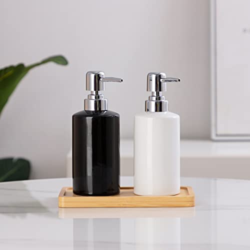 FE Soap Dispenser, 300ml/10oz Ceramic Liquid Soap Pump Dispenser, Refillable Dish Soap Dispenser for Kitchen Bathroom Washroom (White) - color: White