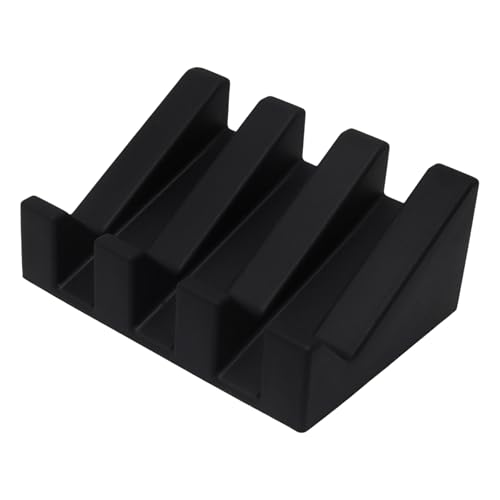 Black Silicone Soap Dish with Drainage, Square Self Draining Bar Soap Holder for Shower Bathroom, Kitchen Sponges, Bathtub, Keep Soaps Dry(Black)