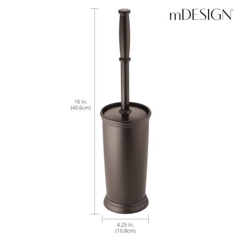 mDesign Metal Freestanding Slim Toilet Bowl Brush and Holder - color: Espresso