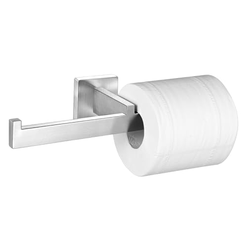 Double Toilet Paper Holder Brushed Nickel, SUS304 Stainless Steel Square Dual Rolls Tissue Holder Wall Mounted for Bathroom Holding Mega Rolls, Commercial 2 in 1 Toilet Paper Holder Load Double Rolls - color: Brushed Nickel
