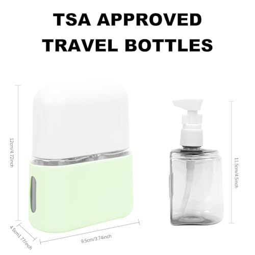 Skycase Travel Bottles - Leak Proof Refillable Tsa Approved Travel Size Toiletries, 2 in 1 Liquid Bottles Containers with Labels and Funnel Airplane Accessories Kits for Lotion Liquid (Green) - color: Green, size: 2 in 1
