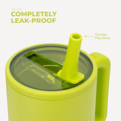 HydroJug Traveler 32oz, Insulated Tumbler with Handle & Straw, Lemon Lime - color: Lemon Lime, size: 32 Ounces
