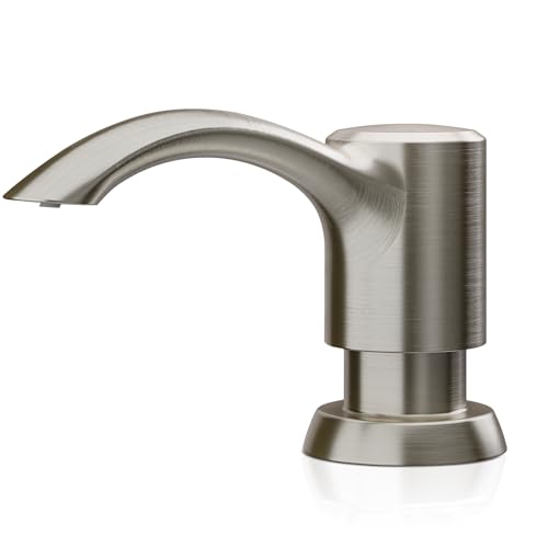 SAMODRA Built in Kitchen Sink Soap Dispenser (Brushed Nickel) with 12 oz Large PET Lotion Bottle, Refill from Top - color: Brushed Nickel, style: 12 oz Bottle