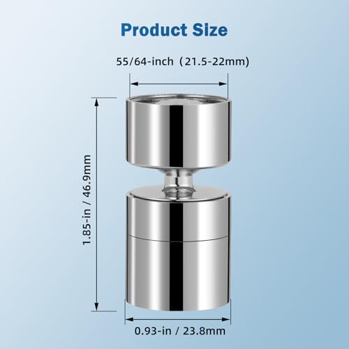 Hibbent Metal Faucet Aerator, 360-degree Swivel Metal Kitchen Sink Aerator, Dual-function Sink Sprayer Attachment, Faucet Replacement Part 55/64'' Female Thread, Silver - color: Silver, style: Classic 360 Degree Faucet Aerator