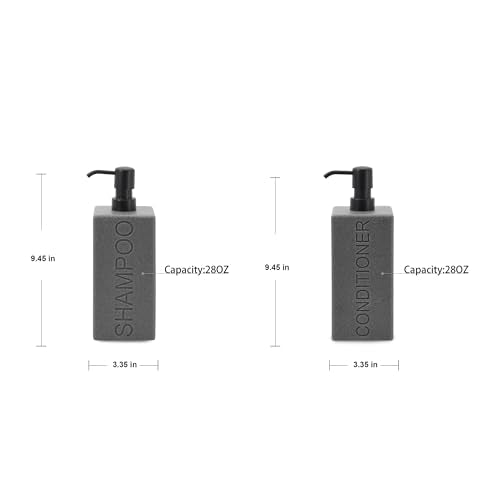 Rectangular Resin Dispenser Premium Bathroom Shampoo Conditioner Body Wash Bottle Modern Refillable Pump Design - color: Gray