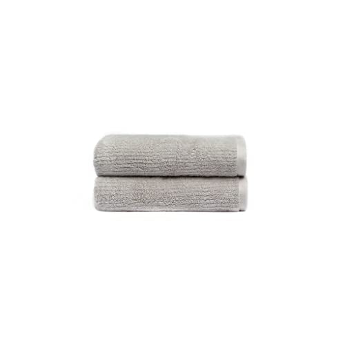 Cozy Earth Ribbed Hand Towel Set - 60% Cotton 40% Viscose from Bamboo Hand Towels - Soft & Absorbent Textured Ribbed Pattern - 2 Pack Light Grey - color: Light Grey, size: Hand Towel