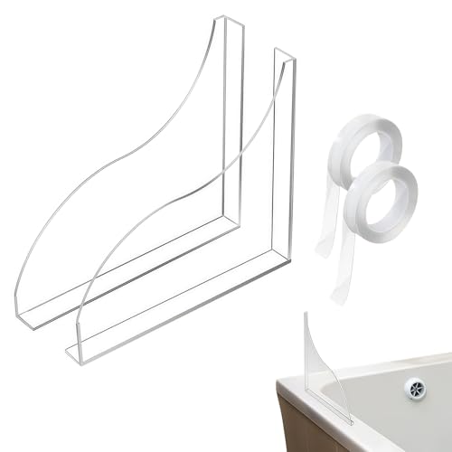2 Pcs Bathtub Water Guards, Removable Shower Splash Guard for Tub with Fine-Adjustment Angle, Acrylic Water Blocker for Bathroom, Kitchen Sink, Keeps Water in Shower