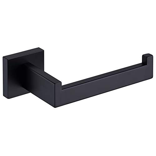 TASTOS Toilet Paper Holder Matte Black, Toilet Tissue Roll Holders Dispenser and Hangers Wall Mounted for Bathroom & Kitchen, Stainless Steel Modern Square Style - color: Matte Black, size: Square (1 pack)