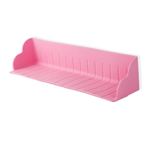 Bathtub Splash Guard, Silicone Bath Tray Spill-Proof Bath & Kitchen Sink Organizer Toy Storage Shelf Waterproof Barrier - color: Light Pink