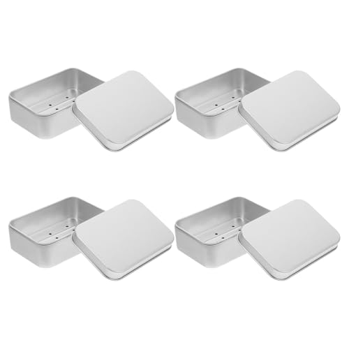 Operitacx 4pcs Portable Aluminum Soap Holder Set 150ml Lightweight Bar Soap Case with Lid and Drain Tray for Travel Camping Bathroom Kitchen Use