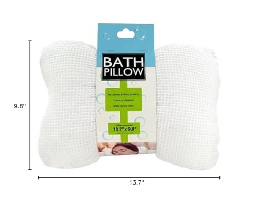 Kole Bath Pillow with Suction Cups, Soft White Cotton Neck Back Support