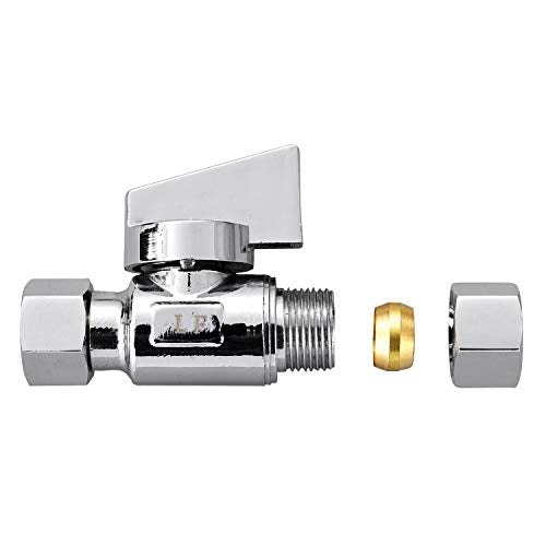 4 Pack Premium Chrome Brass 3/8" Comp FIP x 3/8 Inch Compression MIP Quarter Turn Water Straight Angle Stop (Add on) Valve - size: 4PCS 3/8" x 3/8"