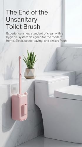 Disposable Toilet Brush for Bathroom Cleaning, Toilet Brush and Holder Set, Deep Cleaning Toilet Bowl Cleaner with Replaceable Heads, Hygienic Storage Design (Pink – 24 Refills Flip-Open Toilet Brush) - color: Pink – 32 Refills Flip-open Toilet Brush
