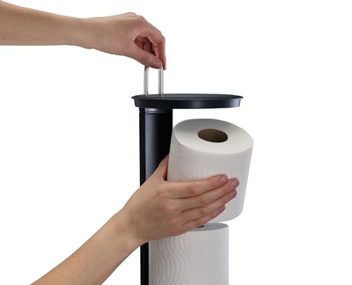 Joseph Joseph EasyStore Luxe Stainless Steel Concealed Toilet Paper Holder Stand Storage with Lid, Hods up to 3 Rolls - style: Holder