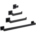Bathroom Hardware Set Matte Black, Angle Simple Stainless Steel Bath Accessory Kit, 4 Pieces - Towel Hook, Toilet Paper Holder, Towel Holder and Towel Bar - color: Matte Black
