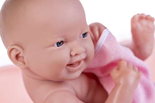 8 piece Layette Deluxe Bathtub Gift Set | JC Toys - La Newborn | 14" Life-Like Smiling Vinyl Newborn Doll w/ Accessories | Pink | Waterproof |Ages 2+ - color: Bath Pink